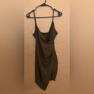 Mind Code Asymmetrical Olive Dress